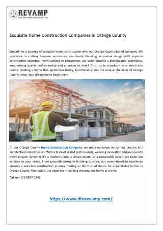 Exquisite Home Construction Companies in Orange County