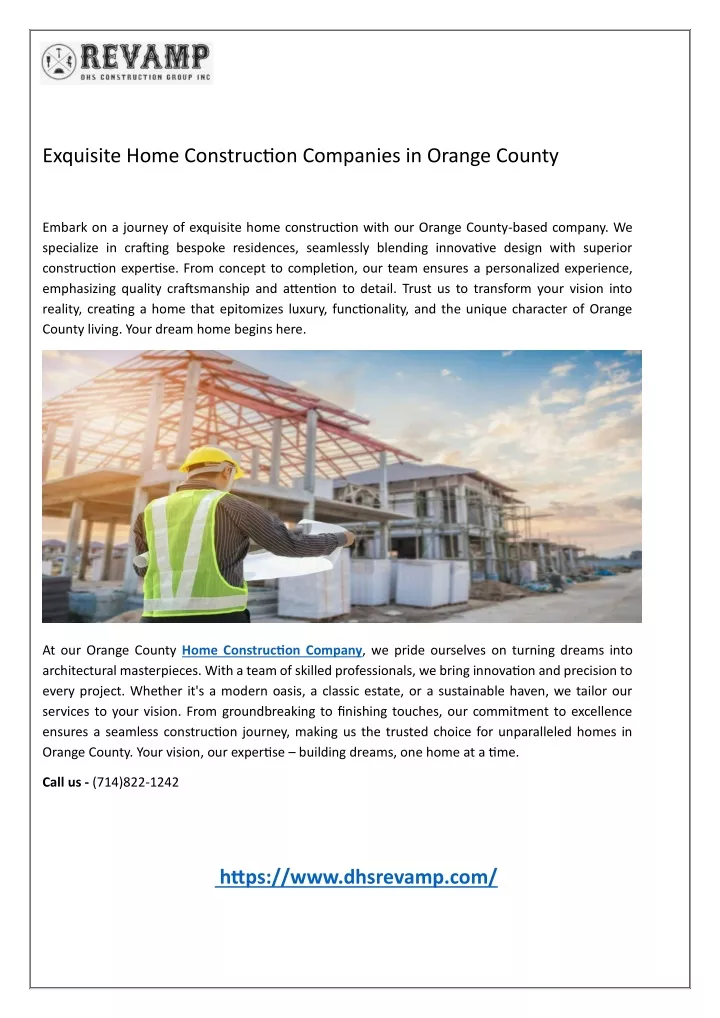 exquisite home construction companies in orange