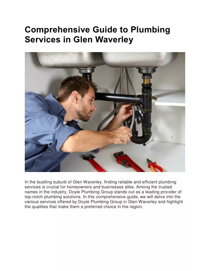 comprehensive guide to plumbing services in glen