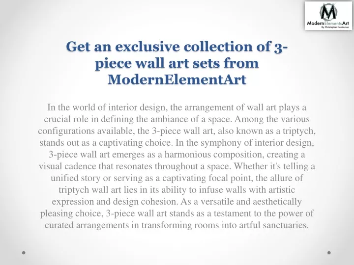 get an exclusive collection of 3 piece wall art sets from modernelementart