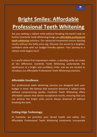 Bright Smiles: Affordable Professional Teeth Whitening