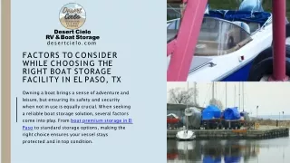 Desert Cielo - Factors to Consider while Choosing the Right Boat Storage Facility in EL Paso, TX