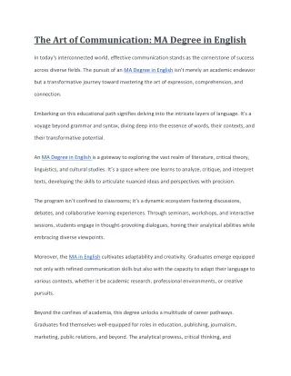 the art of communication ma degree in english