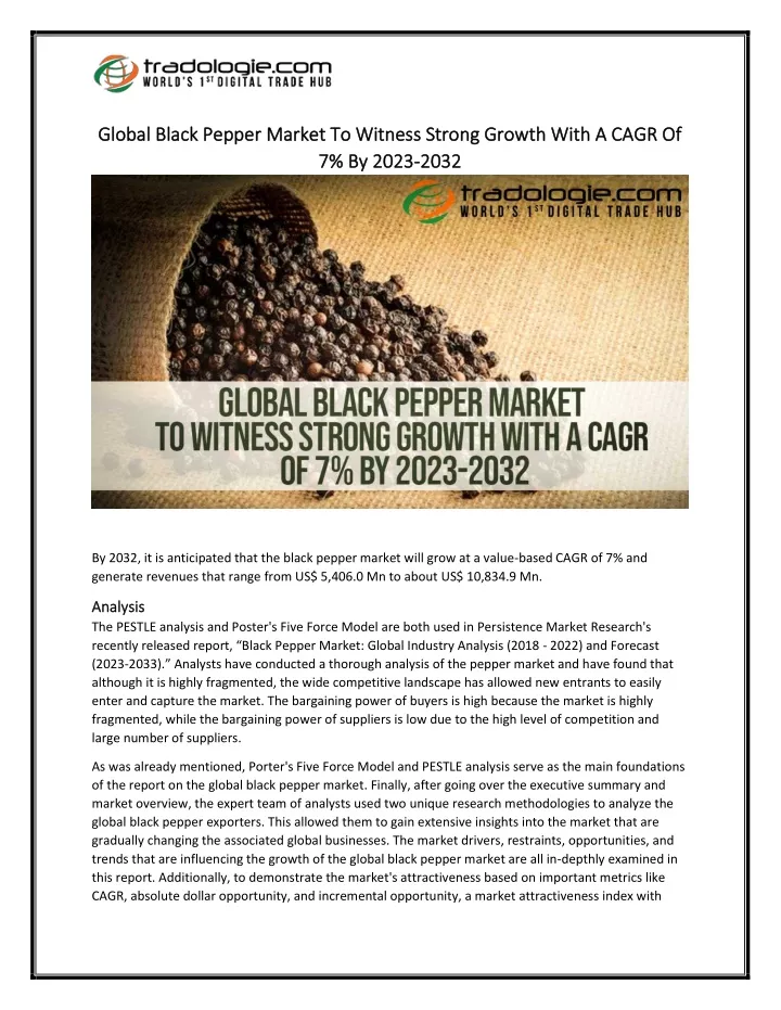 global black pepper market to witness strong