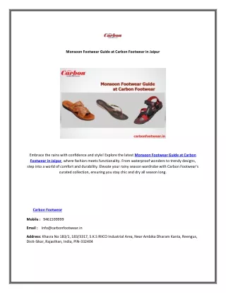 Monsoon Footwear Guide at Carbon Footwear in Jaipur