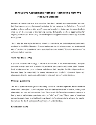 Innovative Assessment Methods- Rethinking How We Measure Success