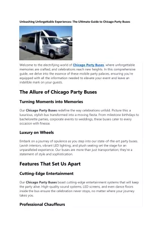 Unleashing Unforgettable Experiences: The Ultimate Guide to Chicago Party Buses