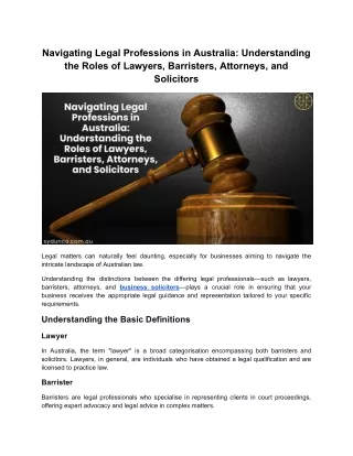Navigating Legal Professions in Australia_ Understanding the Roles of Lawyers, Barristers, Attorneys, and Solicitors