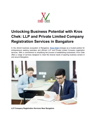 Unlocking Business Potential with Kros Chek_ LLP and Private Limited Company Registration Services in Bangalore
