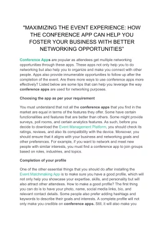 _MAXIMIZING THE EVENT EXPERIENCE_ HOW THE CONFERENCE APP CAN HELP YOU FOSTER YOUR BUSINESS WITH BETTER NETWORKING OPPORT