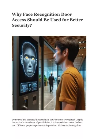 Why Face Recognition Door Access Should Be Used for Better Security