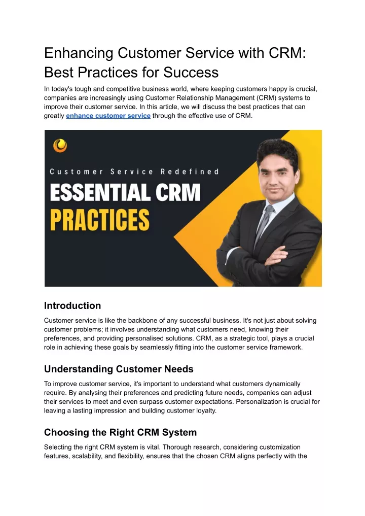 enhancing customer service with crm best