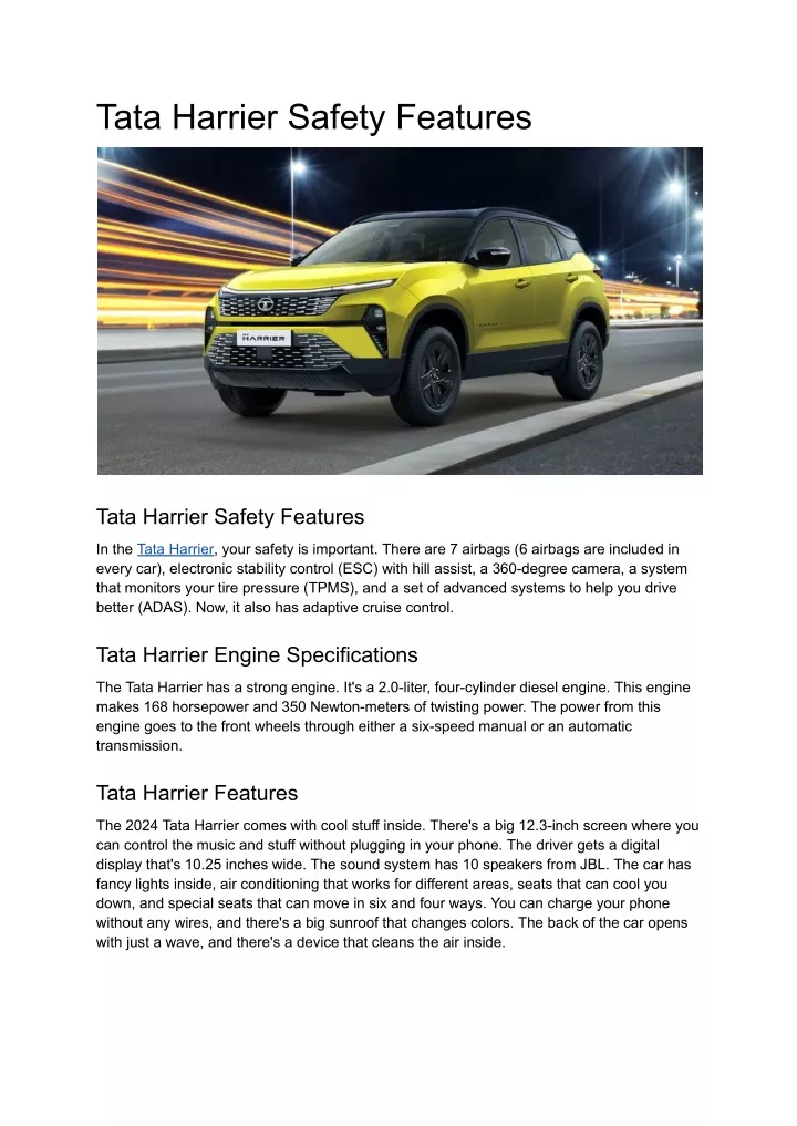 tata harrier safety features