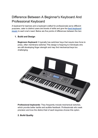 Difference Between A Beginner's Keyboard And Professional Keyboard