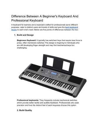 difference between a beginner s keyboard