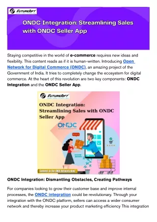 ONDC Integration Streamlining Sales with ONDC Seller App