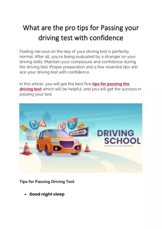 What are the pro tips for Passing your driving test with con