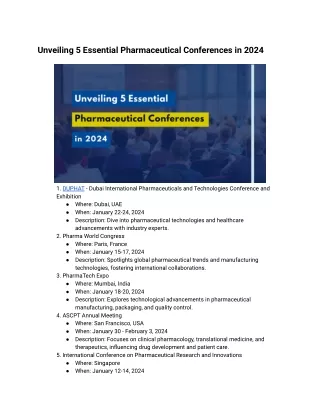 unveiling 5 essential pharmaceutical conferences