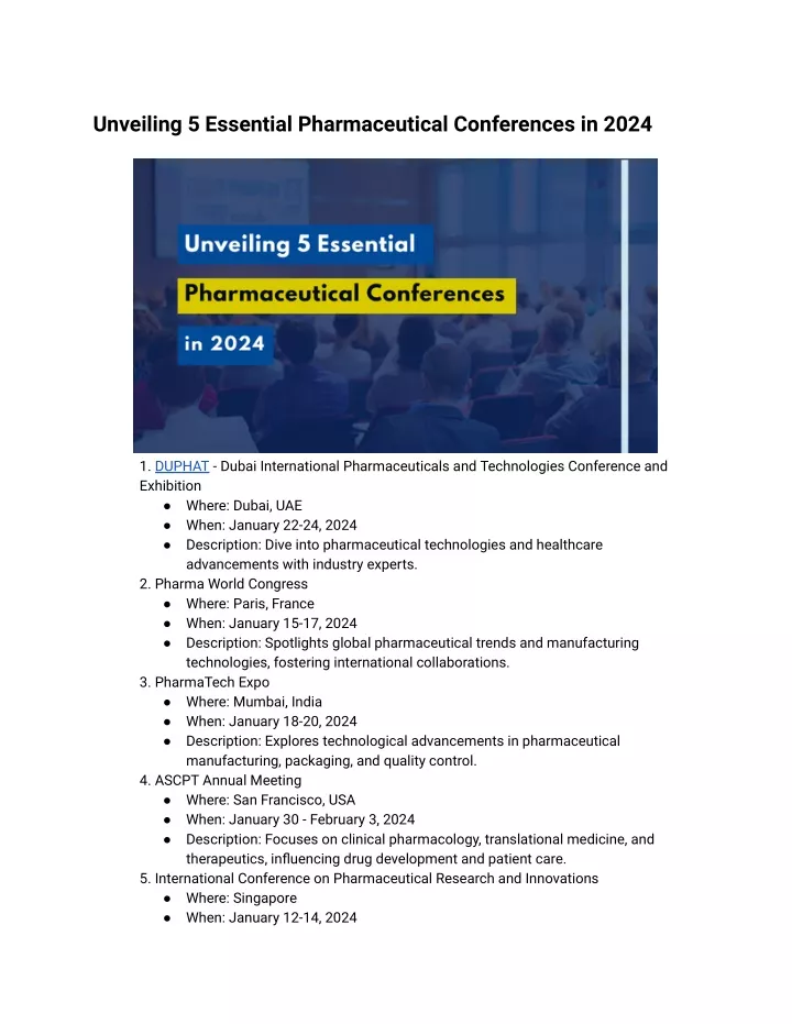 unveiling 5 essential pharmaceutical conferences