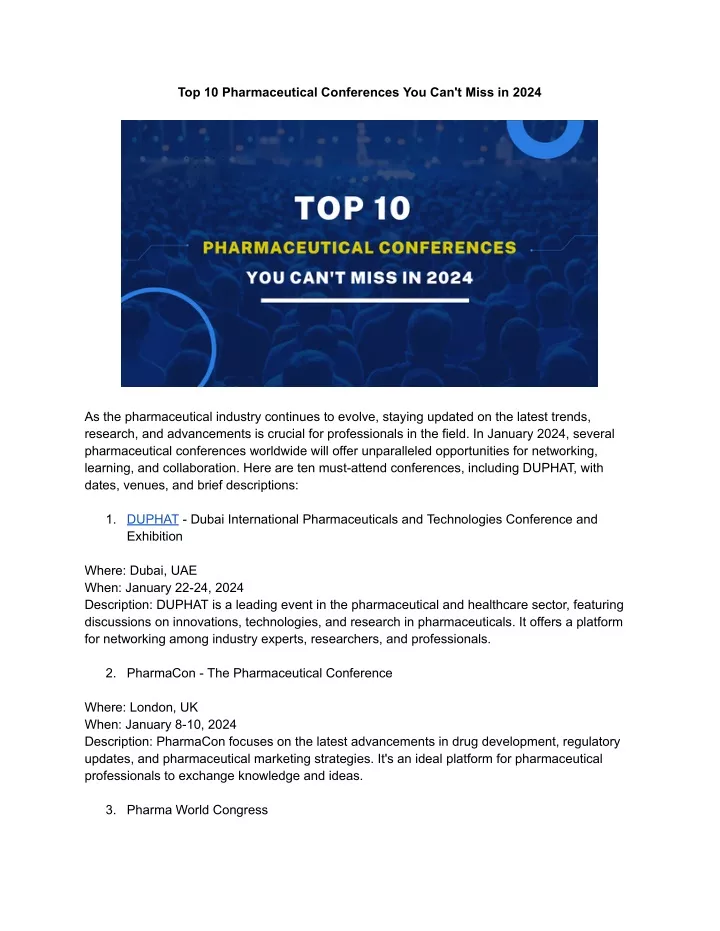 top 10 pharmaceutical conferences you can t miss