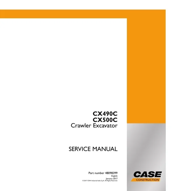 CASE CX500C Crawler excavator LC Mass excavator version (TIER 3) - Turkish market Service Repair Manual