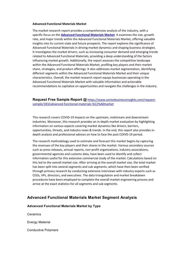 advanced functional materials market