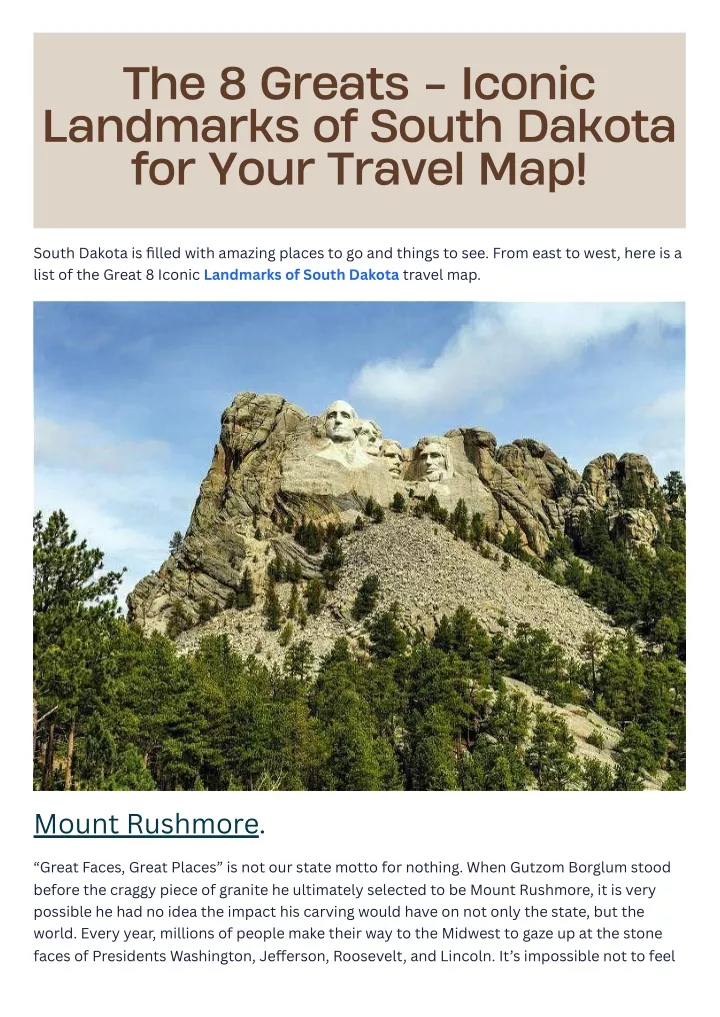 the 8 greats iconic landmarks of south dakota