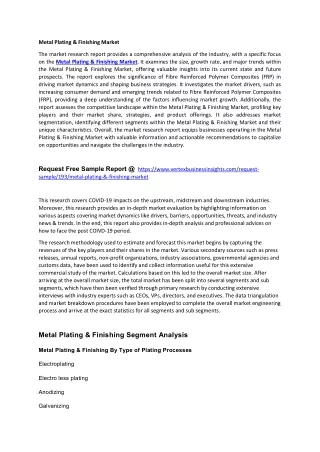 Metal Plating & Finishing Market, Share, Size, Trends, Forecast and Outlook