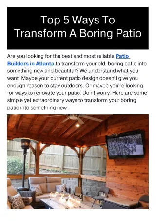 Top 5 Ways To Transform A Boring Patio