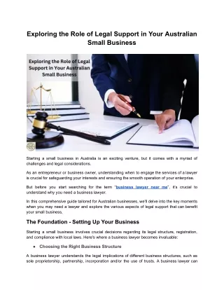 Exploring the Role of Legal Support in Your Australian Small Business