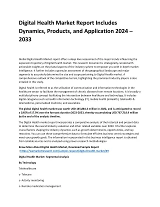digital health market report includes dynamics
