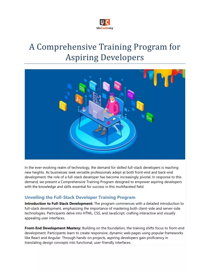 a comprehensive training program for aspiring