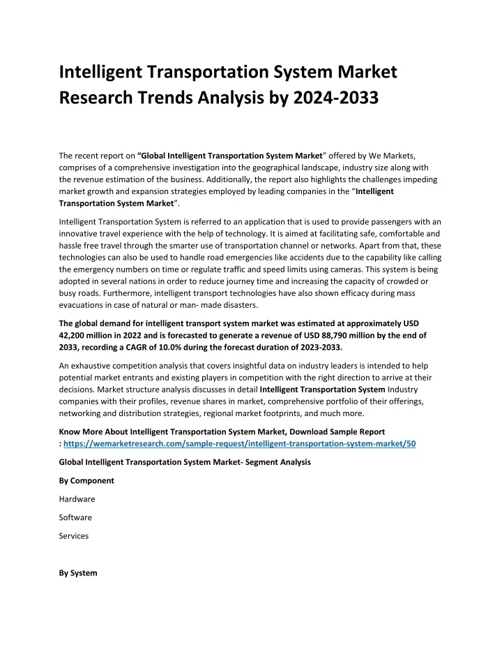 intelligent transportation system market research