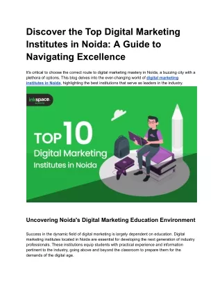 Discover the Top Digital Marketing Institutes in Noida_ A Guide to Navigating Excellence