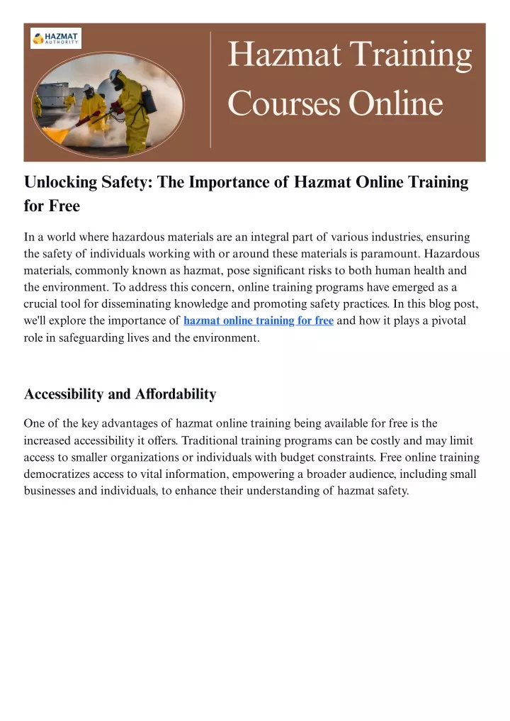 hazmat training courses online