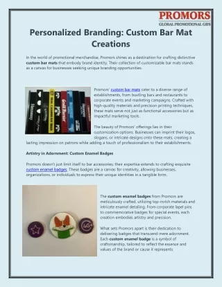 Personalized Branding Custom Bar Mat Creations