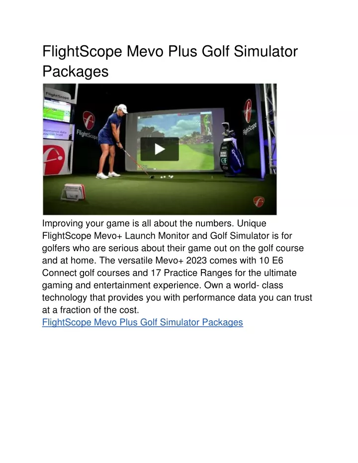 flightscope mevo plus golf simulator packages