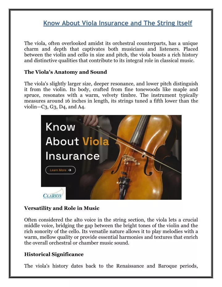 know about viola insurance and the string itself