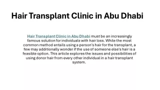 Hair Transplant Clinic in Abu Dhabi