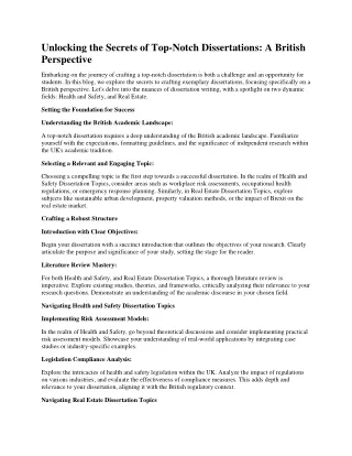 unlocking the secrets of top notch dissertations
