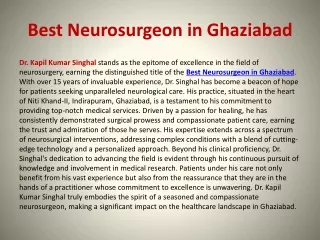 Best Neurosurgeon in Ghaziabad