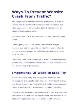 ways to prevent website crash from traffic
