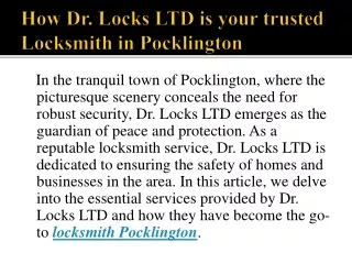Locksmith Pocklington