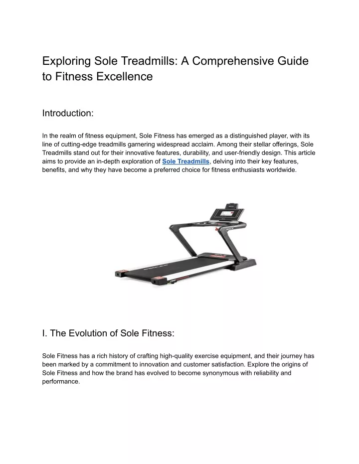 PPT Exploring Sole Treadmills_ A Comprehensive Guide to Fitness Excellence PowerPoint