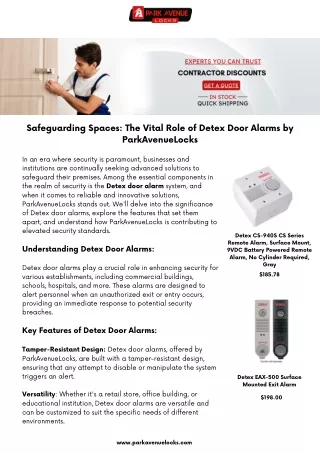 Safeguarding Spaces The Vital Role of Detex Door Alarms by ParkAvenueLocks