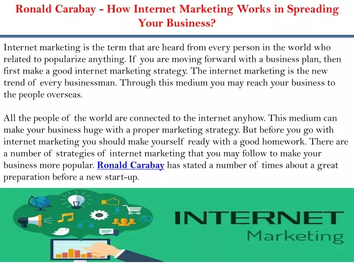 ronald carabay how internet marketing works