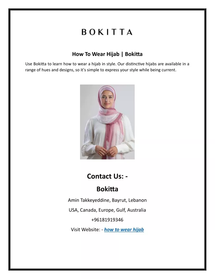how to wear hijab bokitta