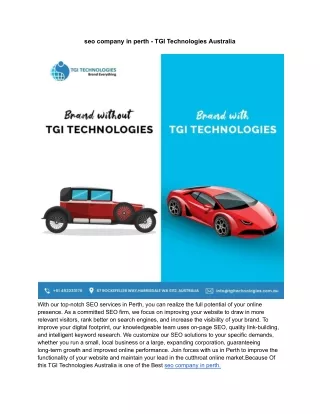 seo company in perth tgi technologies australia