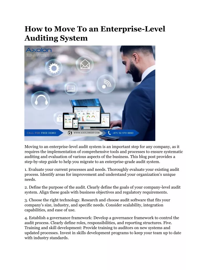 how to move to an enterprise level auditing system