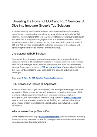 Unveiling the Power of EOR and PEO Services_ A Dive into Innovare Group's Top Solutions